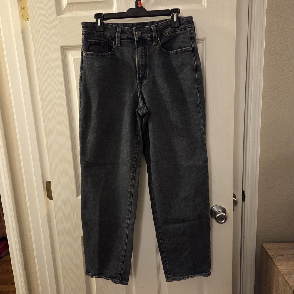 Old‎ Navy sz 8 OG loose high rise appalachia storm grayish jeans stretch casual